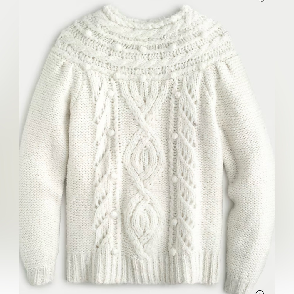J.Crew Collection Pointelle Pom-pom mockneck sweater size Small